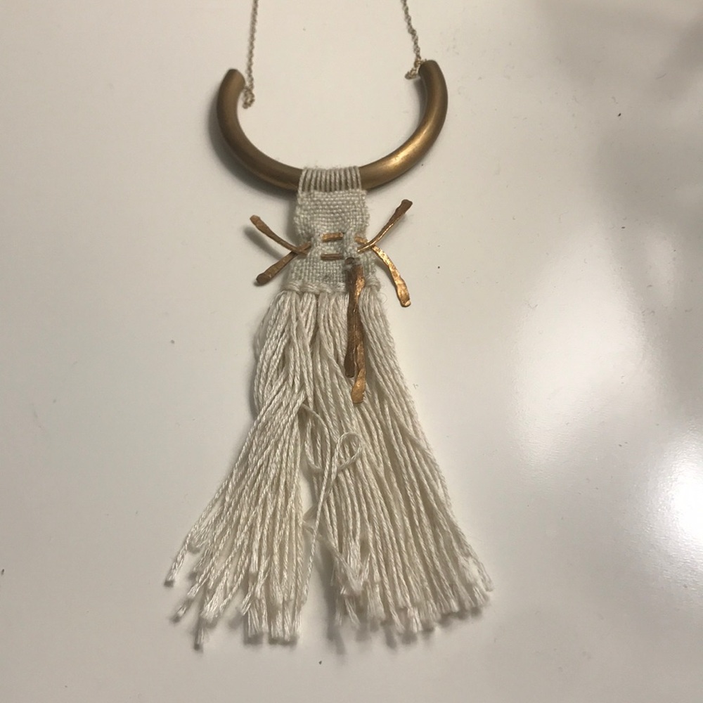 Bronze and cream macrame style necklace